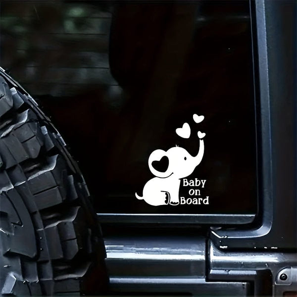 Planet Gates 1pc Baby On Board, Elephant Reflective Stickers, Safety Tips For Babies And Children, Applicable To Car Doors And Windows