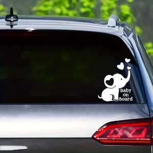 Planet Gates 1pc Baby On Board, Elephant Reflective Stickers, Safety Tips For Babies And Children, Applicable To Car Doors And Windows