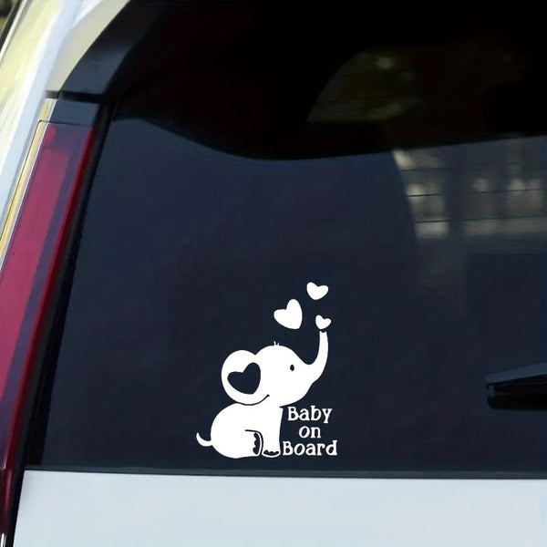 Planet Gates 1pc Baby On Board, Elephant Reflective Stickers, Safety Tips For Babies And Children, Applicable To Car Doors And Windows