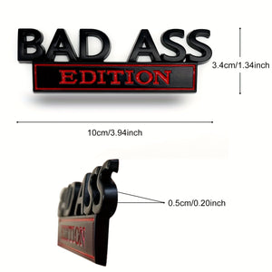 Planet Gates 1pc BAD ASS Edition Emblem, 3D Fender Badge Decal Car Sticker Fit Bumper Hood Trunk Door, Universal Exterior Replacement Accessories For Truck SUV