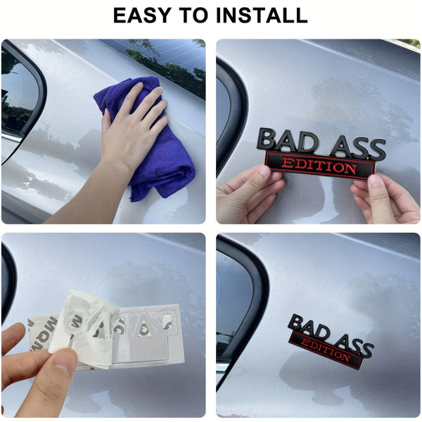 Planet Gates 1pc BAD ASS Edition Emblem, 3D Fender Badge Decal Car Sticker Fit Bumper Hood Trunk Door, Universal Exterior Replacement Accessories For Truck SUV