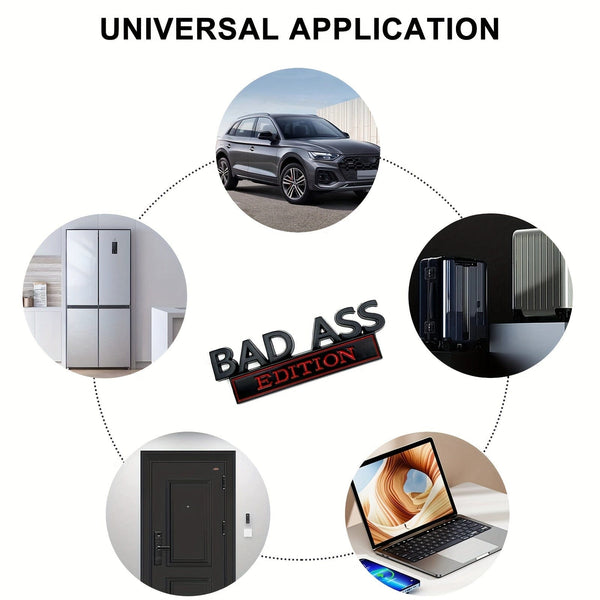 Planet Gates 1pc BAD ASS Edition Emblem, 3D Fender Badge Decal Car Sticker Fit Bumper Hood Trunk Door, Universal Exterior Replacement Accessories For Truck SUV