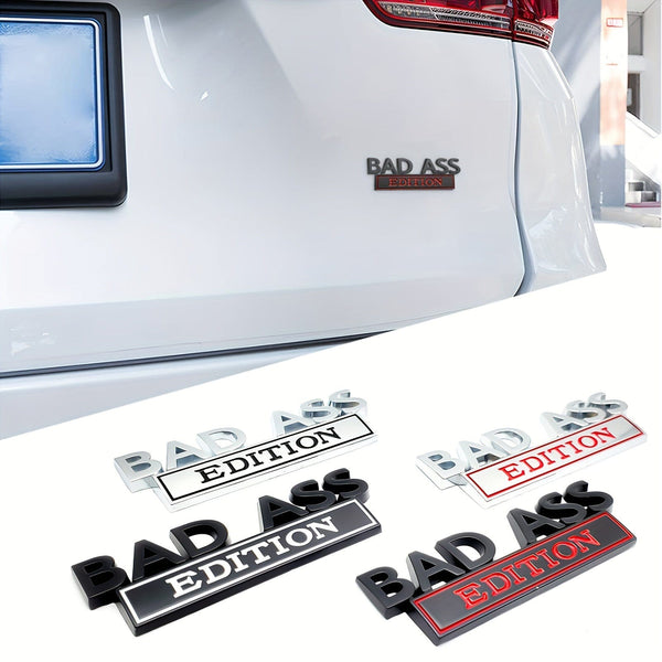 Planet Gates 1pc BAD ASS Edition Emblem, 3D Fender Badge Decal Car Sticker Fit Bumper Hood Trunk Door, Universal Exterior Replacement Accessories For Truck SUV