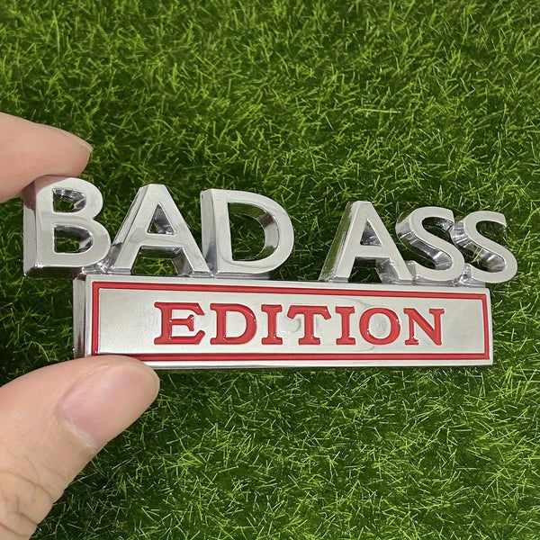 Planet Gates 1pc BAD ASS Edition Emblem, 3D Fender Badge Decal Car Sticker Fit Bumper Hood Trunk Door, Universal Exterior Replacement Accessories For Truck SUV