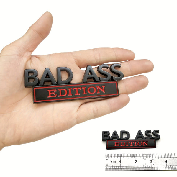 Planet Gates 1pc BAD ASS Edition Emblem, 3D Fender Badge Decal Car Sticker Fit Bumper Hood Trunk Door, Universal Exterior Replacement Accessories For Truck SUV