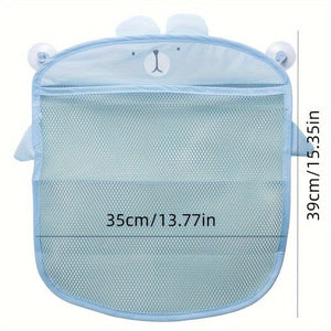 Planet Gates 1pc Bathroom Storage Bag With Suction Cups For Bath Toys, Household Sundries Organize Mesh Bag, Wall-mounted Grid Bag For Toy Storage, Dirty Clothes Storage And Toiletries Bag, Bathroom Organizer, Bathroom Accessories
