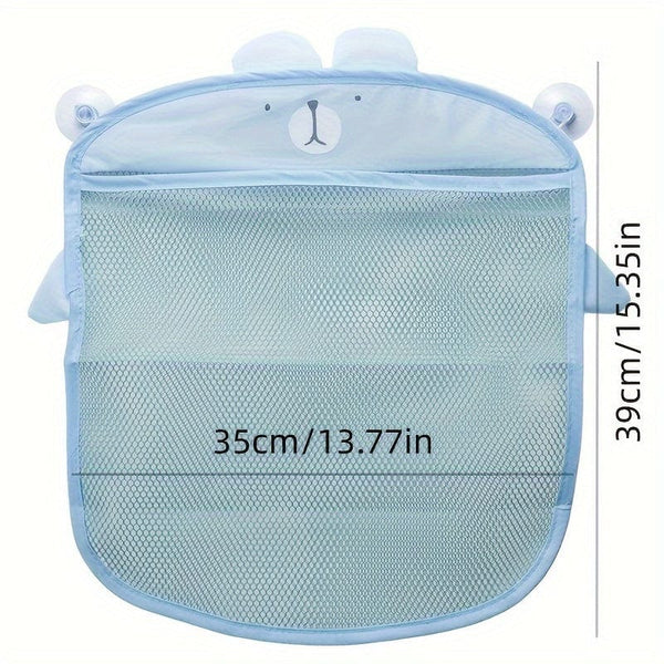 Planet Gates 1pc Bathroom Storage Bag With Suction Cups For Bath Toys, Household Sundries Organize Mesh Bag, Wall-mounted Grid Bag For Toy Storage, Dirty Clothes Storage And Toiletries Bag, Bathroom Organizer, Bathroom Accessories