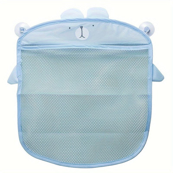Planet Gates 1pc Bathroom Storage Bag With Suction Cups For Bath Toys, Household Sundries Organize Mesh Bag, Wall-mounted Grid Bag For Toy Storage, Dirty Clothes Storage And Toiletries Bag, Bathroom Organizer, Bathroom Accessories