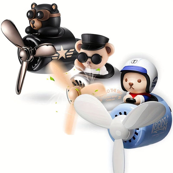 Planet Gates 1pc Bear Pilot Design Car Air Freshener, Car Interior Accessories, Car Air Vent Aroma Diffuser Clip, Car Air Vent Decoration Clip