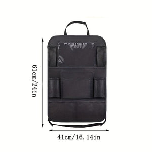 Planet Gates 1pc / Black 1pc Car Seat Back Storage Bag, Waterproof Durable Car Seat Organizer With Clear Screen Tablet Holder, Car Interior Accessories