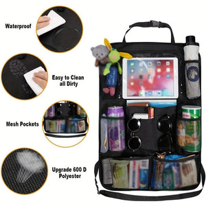 Planet Gates 1pc / Black 1pc Car Seat Back Storage Bag, Waterproof Durable Car Seat Organizer With Clear Screen Tablet Holder, Car Interior Accessories