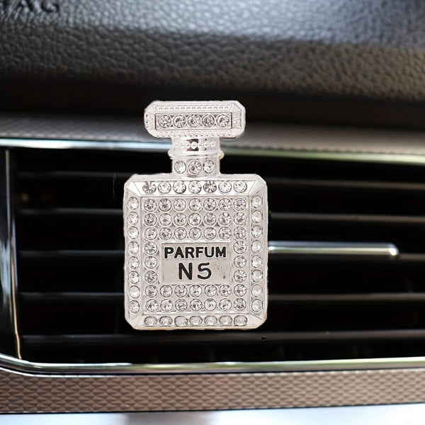 Planet Gates 1pc Bling Rhinestone Perfume Bottle Design Car Air Outlet Aromatherapy Diffuser Clip, Car Air Vent Decoration Clip, Car Decoration Accessories