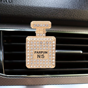Planet Gates 1pc Bling Rhinestone Perfume Bottle Design Car Air Outlet Aromatherapy Diffuser Clip, Car Air Vent Decoration Clip, Car Decoration Accessories