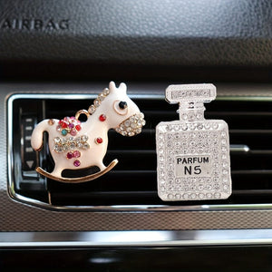 Planet Gates 1pc Bling Rhinestone Perfume Bottle Design Car Air Outlet Aromatherapy Diffuser Clip, Car Air Vent Decoration Clip, Car Decoration Accessories