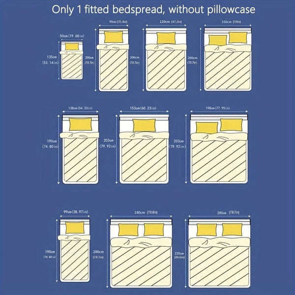 Planet Gates 1pc Brushed Fitted Sheet, Soft Comfortable Heart Print Bedding Fitted Sheet, For Bedroom, Guest Room, With Deep Pocket, Fitted Bed Sheet Only, Without Pillowcase