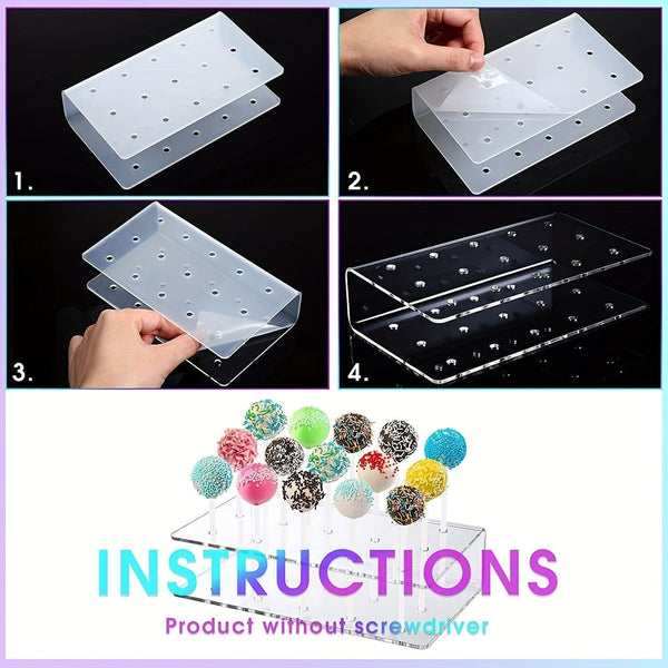 Planet Gates 1pc Cake Pop Holder, Clear Acrylic Cake Pop Stand Display For Weddings Baby Showers Birthday Parties Anniversaries Halloween Candy Decorative