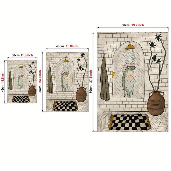Planet Gates 1pc Canvas Poster, Bathroom Canvas Poster, Retro Art, Bathing Frog Poster Wall Art For Living Room, Wall Decor For Bedroom, Home Room Decor, Unframed