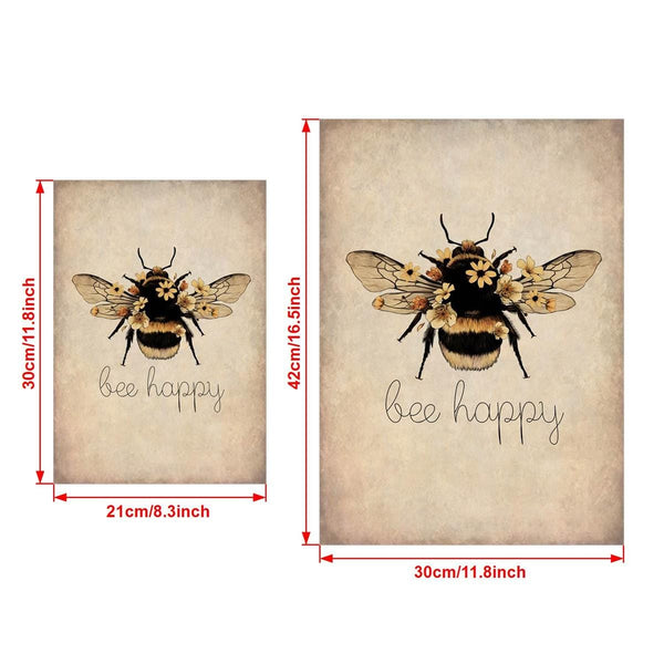 Planet Gates 1Pc, Canvas Poster, Bee Happy Print - Bee Kind, Bee Yourself, Nature Print, Bee Lover Wall Art, For Living Room Bedroom, Wall Decor, Home Decor, Inspirational Quote, Unframed