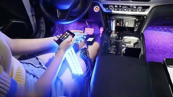 Planet Gates 1pc Car Atmosphere Light, Wireless Remote Control RGB Foot Light, 48LED APP Adjustable Color Atmosphere Light, 4 In 1 Music Light