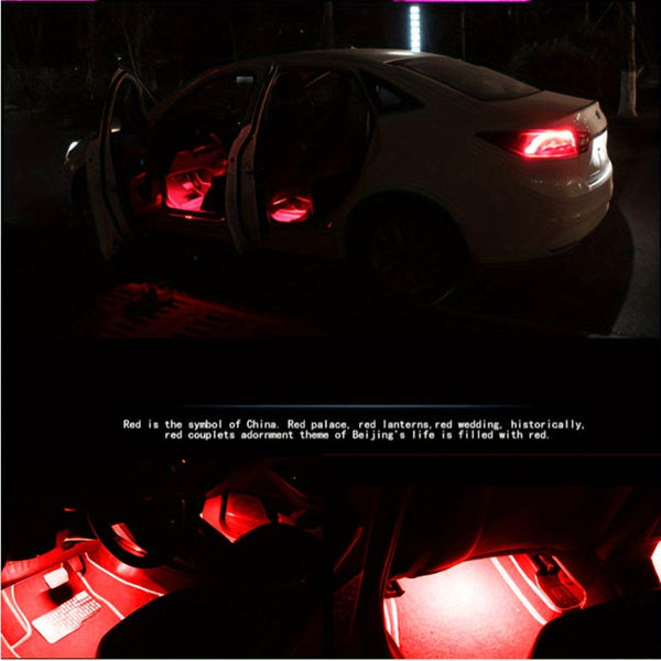 Planet Gates 1pc Car Atmosphere Light, Wireless Remote Control RGB Foot Light, 48LED APP Adjustable Color Atmosphere Light, 4 In 1 Music Light