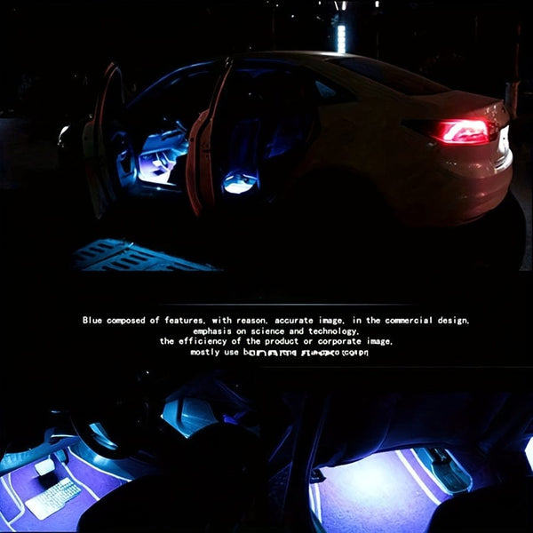 Planet Gates 1pc Car Atmosphere Light, Wireless Remote Control RGB Foot Light, 48LED APP Adjustable Color Atmosphere Light, 4 In 1 Music Light