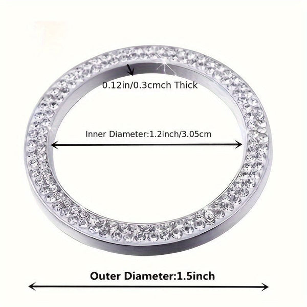 Planet Gates 1pc Car Bling Engine Start Ring Decals, Car Push Start Button Cover, Key Ignition Knob Bling Ring, Sparkling Car Interior Accessories For Women