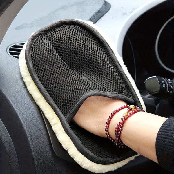 Planet Gates 1pc Car Brush Cleaner Wool Soft Gloves 15*25cm For Car Cleaning