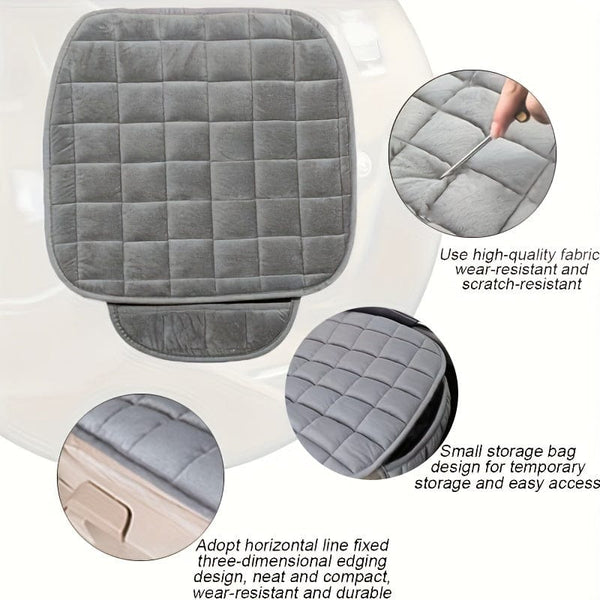 Planet Gates 1pc Car Seat Cushion, Premium Comfort Memory Silk Wadding, Non-Slip Rubber Bottom With Storage Pouch, Car Seat Pad Universal