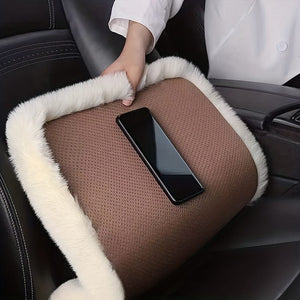Planet Gates 1pc Car Seat Cushion Winter Plush Winter Warmth Thick Wool Square Cushion, Soft Wool Faux Rabbit Fur Auto Seat Covers