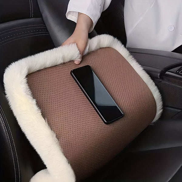 Planet Gates 1pc Car Seat Cushion Winter Plush Winter Warmth Thick Wool Square Cushion, Soft Wool Faux Rabbit Fur Auto Seat Covers