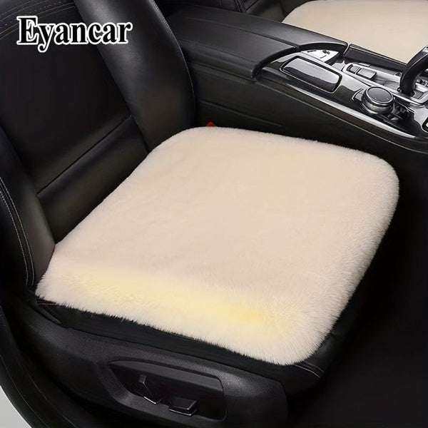 Planet Gates 1pc Car Seat Cushion Winter Plush Winter Warmth Thick Wool Square Cushion, Soft Wool Faux Rabbit Fur Auto Seat Covers