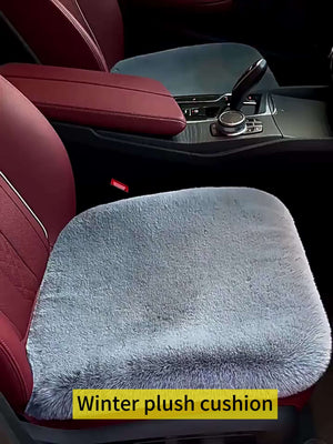 Planet Gates 1pc Car Seat Cushion Winter Plush Winter Warmth Thick Wool Square Cushion, Soft Wool Faux Rabbit Fur Auto Seat Covers