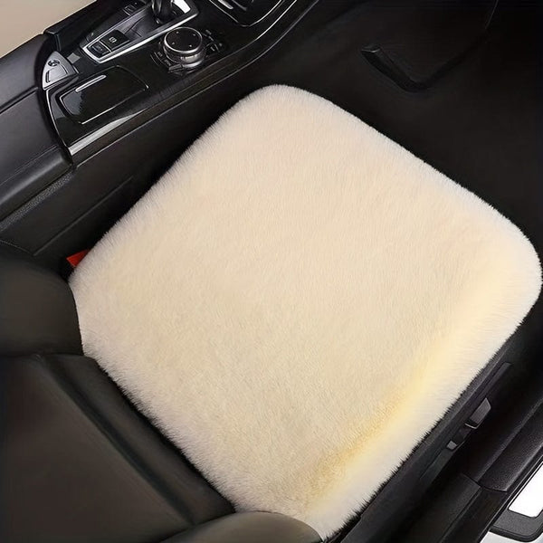 Planet Gates 1pc Car Seat Cushion Winter Plush Winter Warmth Thick Wool Square Cushion, Soft Wool Faux Rabbit Fur Auto Seat Covers