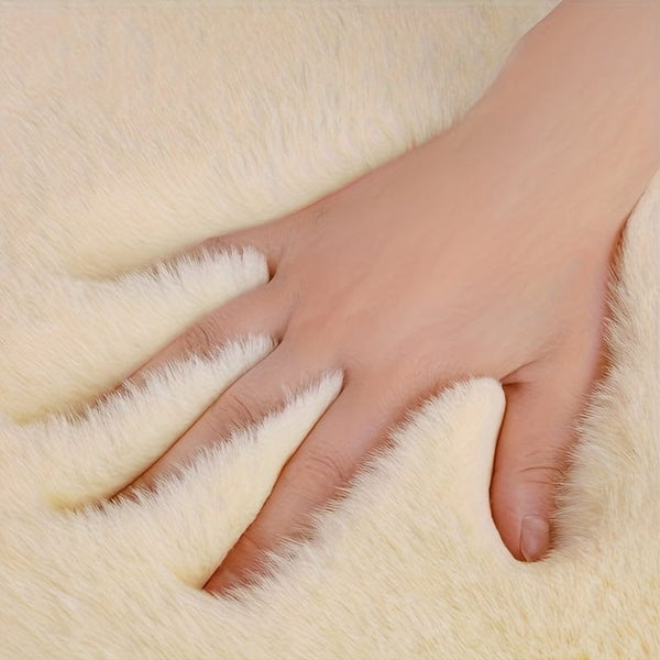 Planet Gates 1pc Car Seat Cushion Winter Plush Winter Warmth Thick Wool Square Cushion, Soft Wool Faux Rabbit Fur Auto Seat Covers