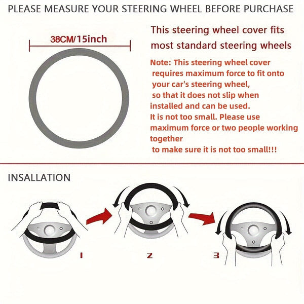 Planet Gates 1pc Car Steering Wheel Cover, Universal 38.1 Cm Anti-Slip Car Steering Wheel Protector Cover Car Decor Accessories, No Inner Ring
