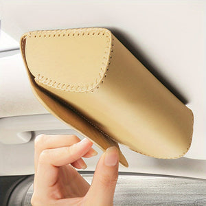 Planet Gates 1pc Car Visor Sunglasses Case, PU Leather Glasses Holder Clip For Sun Visor, Eyeglasses Storage Box With Hidden Magnetic Closure