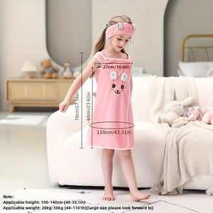 Planet Gates 1pc Cartoon Microfiber Bath Skirt, Cute Bunny Ears Children's Bath Towel, Super Absorbent Soft And Quick-drying Shower Skirt, Bathroom Supplies