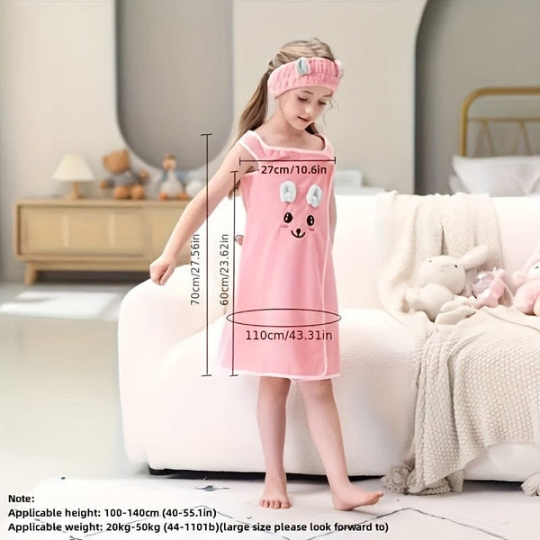 Planet Gates 1pc Cartoon Microfiber Bath Skirt, Cute Bunny Ears Children's Bath Towel, Super Absorbent Soft And Quick-drying Shower Skirt, Bathroom Supplies