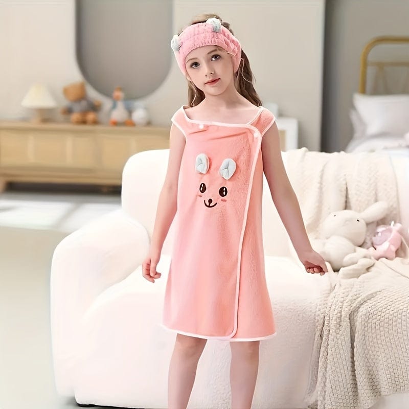 Planet Gates 1pc Cartoon Microfiber Bath Skirt, Cute Bunny Ears Children's Bath Towel, Super Absorbent Soft And Quick-drying Shower Skirt, Bathroom Supplies