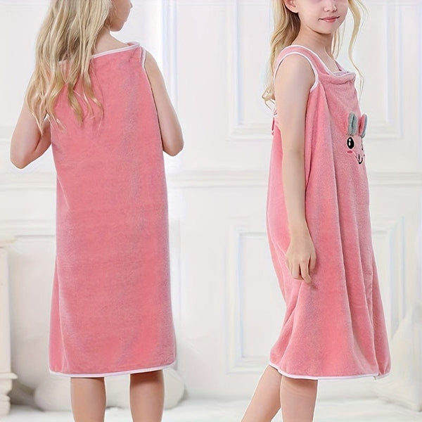 Planet Gates 1pc Cartoon Microfiber Bath Skirt, Cute Bunny Ears Children's Bath Towel, Super Absorbent Soft And Quick-drying Shower Skirt, Bathroom Supplies