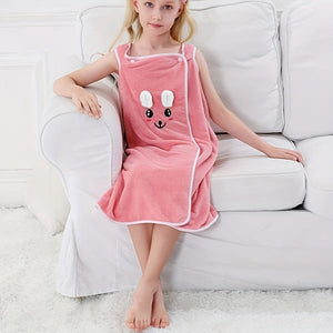 Planet Gates 1pc Cartoon Microfiber Bath Skirt, Cute Bunny Ears Children's Bath Towel, Super Absorbent Soft And Quick-drying Shower Skirt, Bathroom Supplies