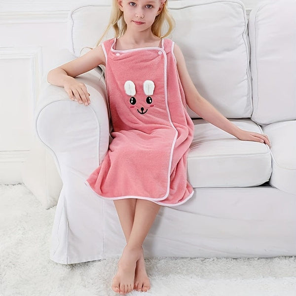 Planet Gates 1pc Cartoon Microfiber Bath Skirt, Cute Bunny Ears Children's Bath Towel, Super Absorbent Soft And Quick-drying Shower Skirt, Bathroom Supplies