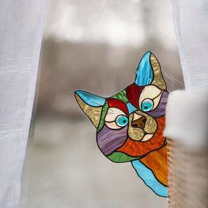 Planet Gates 1pc Cat Peeking Glass Window Sticker, Self-adhesive Thickened Waterproof And Moisture-proof Window Film For Glass, Ceramic Tiles Home Decor