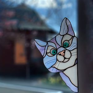 Planet Gates 1pc Cat Peeking Glass Window Sticker, Self-adhesive Thickened Waterproof And Moisture-proof Window Film For Glass, Ceramic Tiles Home Decor