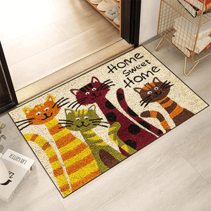 Planet Gates 1pc Cat's Sweet Home Pattern Door Rug, Dirt Resistant Home Shoe Entry Decorative Carpet, Indoor Outdoor Entrance Mat, Absorbent Bath Mat, Suitable For Living Room Bedroom Bathroom Kitchen Balcony Patio Laundry