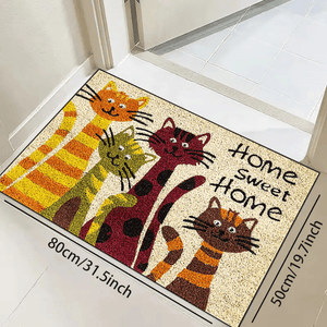 Planet Gates 1pc Cat's Sweet Home Pattern Door Rug, Dirt Resistant Home Shoe Entry Decorative Carpet, Indoor Outdoor Entrance Mat, Absorbent Bath Mat, Suitable For Living Room Bedroom Bathroom Kitchen Balcony Patio Laundry