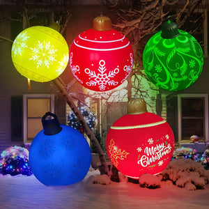 Planet Gates 1pc Christmas Snowflake Inflatable Ball, 60.96cm PVC Inflatable Christmas Decorative Ball For Outdoor Garden Lawn Patio Yard Art Decor