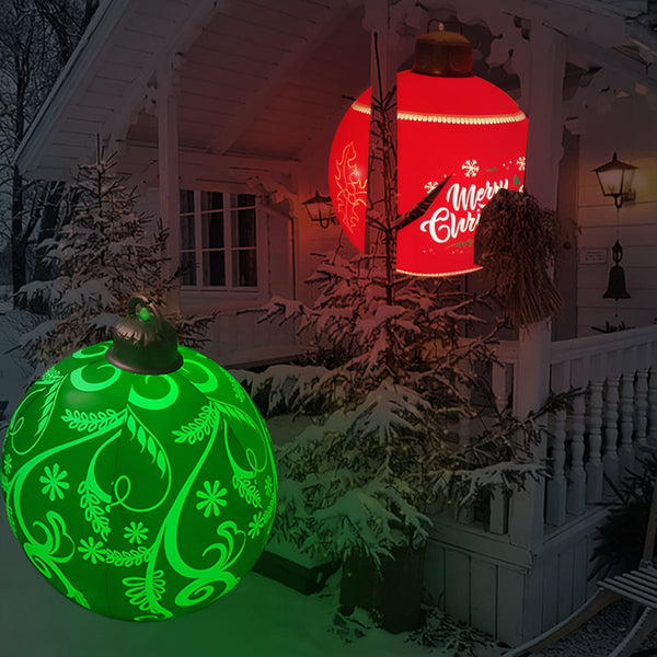Planet Gates 1pc Christmas Snowflake Inflatable Ball, 60.96cm PVC Inflatable Christmas Decorative Ball For Outdoor Garden Lawn Patio Yard Art Decor
