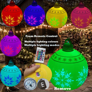Planet Gates 1pc Christmas Snowflake Inflatable Ball, 60.96cm PVC Inflatable Christmas Decorative Ball For Outdoor Garden Lawn Patio Yard Art Decor