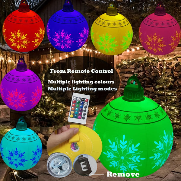 Planet Gates 1pc Christmas Snowflake Inflatable Ball, 60.96cm PVC Inflatable Christmas Decorative Ball For Outdoor Garden Lawn Patio Yard Art Decor